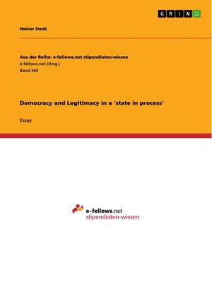 cover image of Democracy and Legitimacy in a 'state in process'